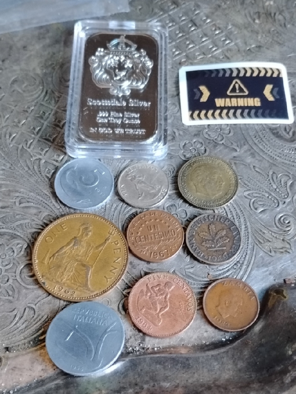 Mixed Coin Lot (50-75 Years Old)Silver Billion Bar - Gold, Copper, Silver Tones